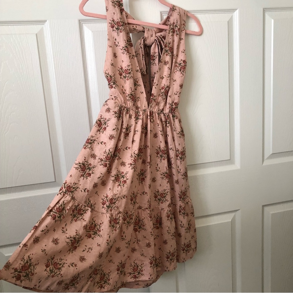 NWT House of Harlow 1960 pink floral print linen blend dress sm